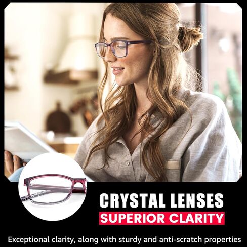 Natural Crystal Stone Lenses Reading Glasses with Clear Real Glass Lenses Blue Light Blocking & UV Protection IF5189 in Saudi Arabia