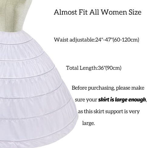 Full A-line 6 Hoop Crinoline Petticoat Underskirt for Women Underskirt Slip Skirt for Bridal Wedding Dress Ball Gown in Saudi Arabia