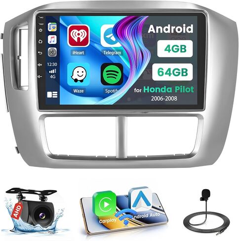 2+64GB Wireless Apple Carplay for Honda Pilot Android Radio 2006-2008, Hikity 9 Inch Touch Screen Pilot Stereo with Android Auto, GPS Navigation, WiFi, Bluetooth, WiFi, Mirror Link, SWC, Backup Cam in Saudi Arabia