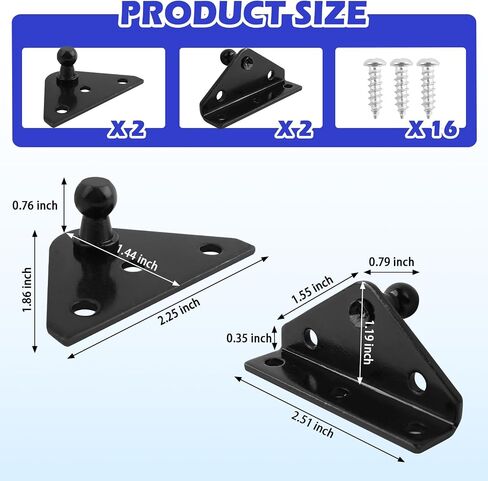 4pcs مقاس 10 مم كرات أقواس تصاعد ، وقوس تركيب غاز لدعم الرفع الثقيل والغازات الدعامات الزنبركية ، أقواس تركيب غاز احترافية مع 16 براغي in Kuwait