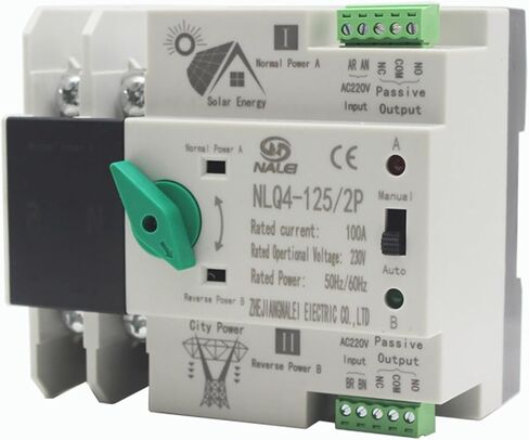 ATS الكهروضوئية العاكس 230V التبديل غير المنقطعة مزود الطاقة المزدوج غير المنقطع مفتاح نقل أوتوماتيكي NLQ4-125/2P (2P40A) in Saudi Arabia
