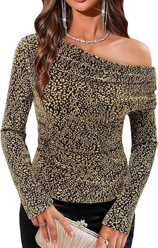 Bebonnie Women's Cowl Neck Long Long Endrendy Teads Tops Glitter Evening Cocktail Party Slimming Derts in Kuwait