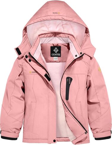 GEMYSE Girl's Waterproof Ski Snow Jacket Hooded Fleece Lined Windproof Winter Jacket in Kuwait