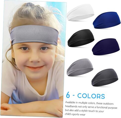 6Pcs Sports Headbands Stretchy Breathable Sweat Absorbent Bands for Soccer and Fitness Activities Comfortable Fit for All Ages in Saudi Arabia