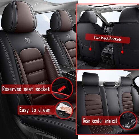 أغطية مقاعد لكرنفال Kia Carnival 2022-2025 ، أغطية مقعد السيارة الجلدية الكاملة ، وأغطية مقاعد مقاعد مقاومة للماء ، ومقاعد الغطاء الداخلي غير القابل للتنفس للسيارات (القهوة السوداء) in Kuwait