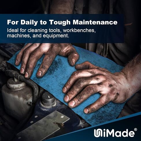 مناشف المتاجر ، 100 ورقة من الألياف الدقيقة تنظيف القماش التجاري منجم غسلات تجارية خالية من الخالية من المحلات التجارية للسيارات ميكانيكي مطعم مرآب التدبير المنزلي ، 11 "× 9" ، الأزرق in Kuwait