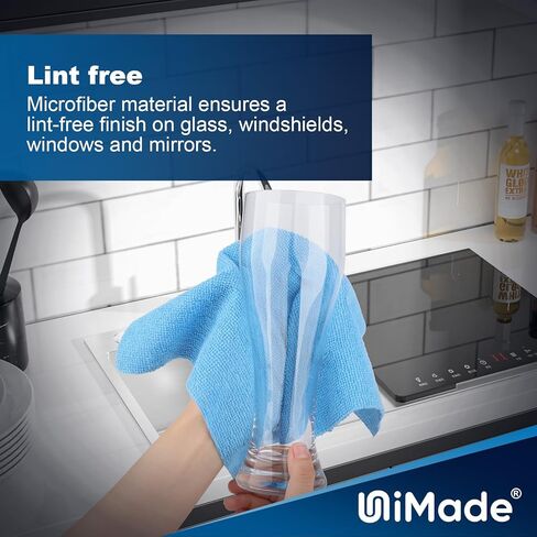 مناشف المتاجر ، 100 ورقة من الألياف الدقيقة تنظيف القماش التجاري منجم غسلات تجارية خالية من الخالية من المحلات التجارية للسيارات ميكانيكي مطعم مرآب التدبير المنزلي ، 11 "× 9" ، الأزرق in Kuwait