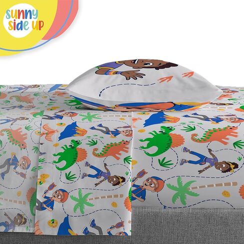 Sunny Side Up Dino Roar Twin Comforter Set - 5 Piece Kids Bedding Includes Comforter, Sheets & Pillow Cover - Super Soft Dinosaur Microfiber Bed Set in Kuwait