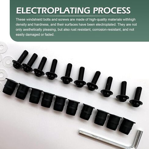 10 Sets Motorcycle Fairing Bolt Kit, M5 Aluminum Motorcycle Windscreen Screws Fasteners with Wrench, Compatible with Suzuki, Yamaha, Kawasaki Motorcycle in Saudi Arabia