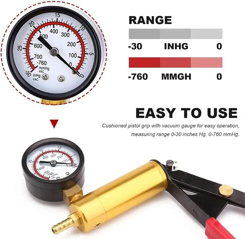 Hand Held Vacuum Pump Brake Bleeder Kit, Brake Bleeder Pressure Tester Hand Vacuum Pump with Gauge Adapters, Brake Fluid Bleeding Set with Protected Case for Car Truck Bike in Saudi Arabia