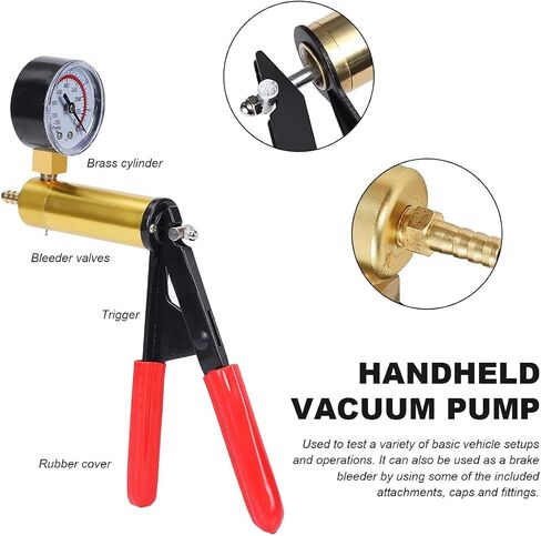 Hand Held Vacuum Pump Brake Bleeder Kit, Brake Bleeder Pressure Tester Hand Vacuum Pump with Gauge Adapters, Brake Fluid Bleeding Set with Protected Case for Car Truck Bike in Saudi Arabia
