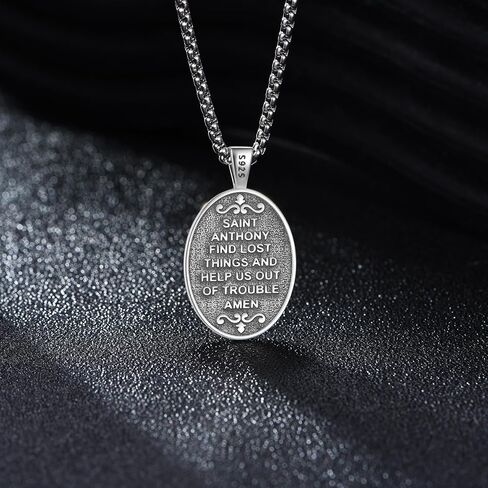 Saint Necklace 925 Sterling Silver Patron Pendant Medal Jewelry للرجال للنساء (مع صندوق الهدايا) (بيضاوي) in Kuwait