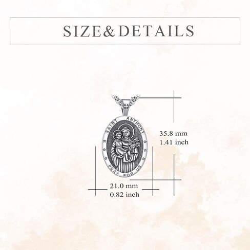 Saint Necklace 925 Sterling Silver Patron Pendant Medal Jewelry للرجال للنساء (مع صندوق الهدايا) (بيضاوي) in Kuwait