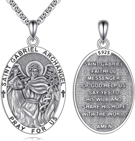 Saint Necklace 925 Sterling Silver Patron Pendant Medal Jewelry للرجال للنساء (مع صندوق الهدايا) (بيضاوي) in Kuwait