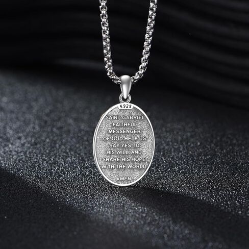 Saint Necklace 925 Sterling Silver Patron Pendant Medal Jewelry للرجال للنساء (مع صندوق الهدايا) (بيضاوي) in Kuwait