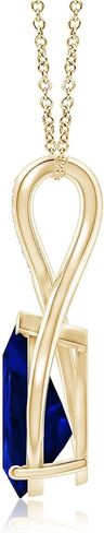 Angara Lab Grown Blue Sapphire Solitaire Pendant for Women | Pear Lab Blue Sapphire in 14K Solid Gold/Platinum | September Birthday, Gemstone Jewellery Gift in Saudi Arabia