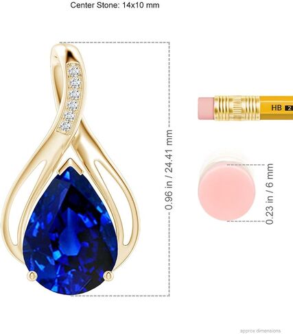 Angara Lab Grown Blue Sapphire Solitaire Pendant for Women | Pear Lab Blue Sapphire in 14K Solid Gold/Platinum | September Birthday, Gemstone Jewellery Gift in Saudi Arabia