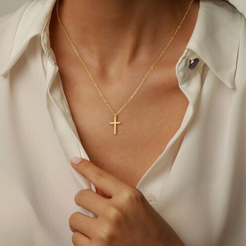 Turandoss Gold Cross Necklace for Women - Dainty 14K Gold Plated Cross Necklace Layered Beaded Infinity CZ Holy Mary Medal Pendant Necklaces for Women Trendy Faith Jewelry First Communion Gifts in Saudi Arabia