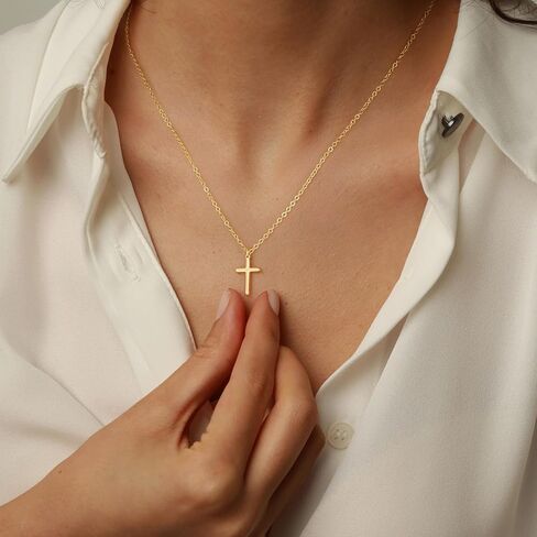 Turandoss Gold Cross Necklace for Women - Dainty 14K Gold Plated Cross Necklace Layered Beaded Infinity CZ Holy Mary Medal Pendant Necklaces for Women Trendy Faith Jewelry First Communion Gifts in Saudi Arabia