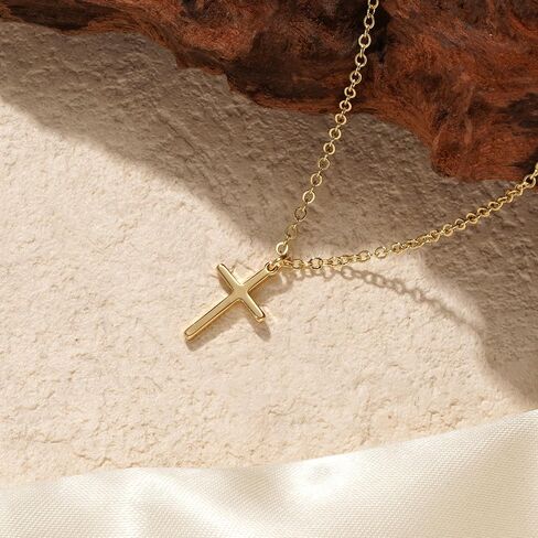 Turandoss Gold Cross Necklace for Women - Dainty 14K Gold Plated Cross Necklace Layered Beaded Infinity CZ Holy Mary Medal Pendant Necklaces for Women Trendy Faith Jewelry First Communion Gifts in Saudi Arabia