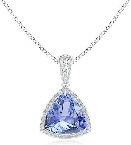 Angara Natural Tanzanite Solitaire Pendant for Women | Bezel-Set Trillion Tanzanite Pendant with Milgrain in 14K Solid Gold/Silver/Platinum | December Birthday, Anniversary, Gemstone Jewellery Gift in Saudi Arabia