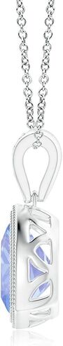 Angara Natural Tanzanite Solitaire Pendant for Women | Bezel-Set Trillion Tanzanite Pendant with Milgrain in 14K Solid Gold/Silver/Platinum | December Birthday, Anniversary, Gemstone Jewellery Gift in Saudi Arabia