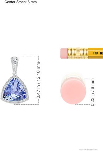 Angara Natural Tanzanite Solitaire Pendant for Women | Bezel-Set Trillion Tanzanite Pendant with Milgrain in 14K Solid Gold/Silver/Platinum | December Birthday, Anniversary, Gemstone Jewellery Gift in Saudi Arabia