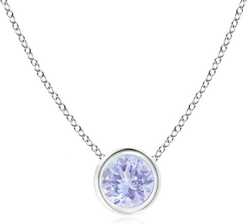 Angara Natural Tanzanite solitaire قلادة للنساء | قلادة تنزانيت سوليتير جولة تونزانيت في الذهب/البلاتين الصلب 14K | عيد ميلاد ديسمبر ، الذكرى السنوية ، هدية مجوهرات الأحجار الكريمة in Saudi Arabia