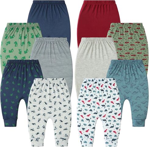 Hakochia Soft and Comfy 100% Cotton Baby Pants for Baby Boys and Girls with Ample Diaper Room 0-12 Months in Kuwait