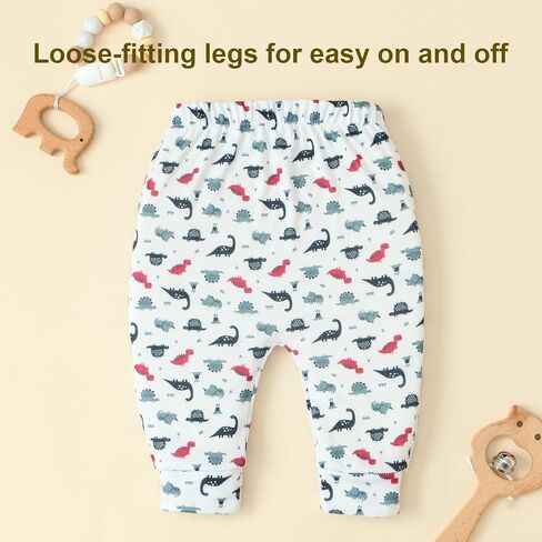 Hakochia Soft and Comfy 100% Cotton Baby Pants for Baby Boys and Girls with Ample Diaper Room 0-12 Months in Kuwait