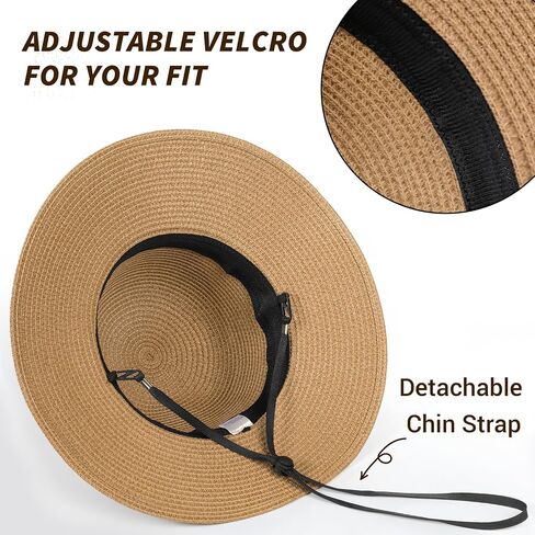 Womens Beach Sun Straw Hat - UV Protection Upf 50+ Sun Hats للنساء مع حافة واسعة in Kuwait