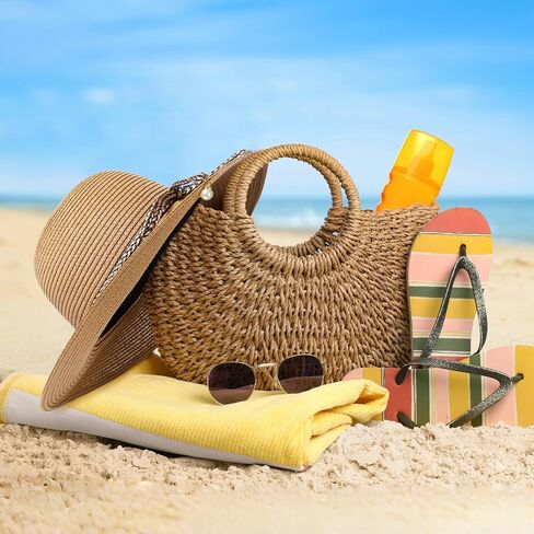 Womens Beach Sun Straw Hat - UV Protection Upf 50+ Sun Hats للنساء مع حافة واسعة in Kuwait