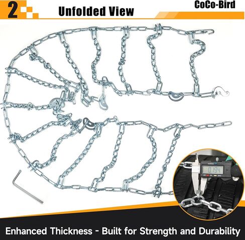Snow Chains, Thickened and Wear-Resistant High Carbon Steel Anti Slip Tire Chain for Light Truck, Pickups, and SUVs, Set of 2 (220245) in Kuwait
