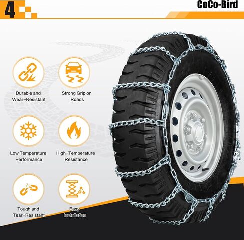 Snow Chains, Thickened and Wear-Resistant High Carbon Steel Anti Slip Tire Chain for Light Truck, Pickups, and SUVs, Set of 2 (220245) in Kuwait