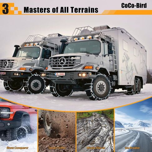 Snow Chains, Thickened and Wear-Resistant High Carbon Steel Anti Slip Tire Chain for Light Truck, Pickups, and SUVs, Set of 2 (220245) in Kuwait