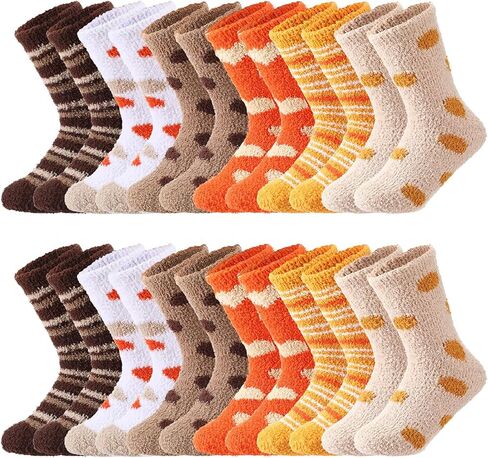 Foaincore Womens Fall Fall Dark Plush Socks Slipper Scleper Socks Fluffy Soft for Autumn Halloween Shotgiving Winter Home Indoor in Kuwait