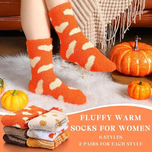 Foaincore Womens Fall Fall Dark Plush Socks Slipper Scleper Socks Fluffy Soft for Autumn Halloween Shotgiving Winter Home Indoor in Kuwait