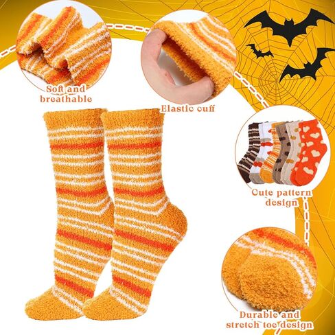 Foaincore Womens Fall Fall Dark Plush Socks Slipper Scleper Socks Fluffy Soft for Autumn Halloween Shotgiving Winter Home Indoor in Kuwait