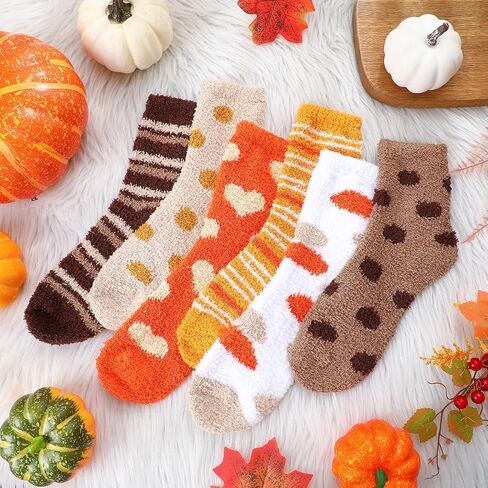 Foaincore Womens Fall Fall Dark Plush Socks Slipper Scleper Socks Fluffy Soft for Autumn Halloween Shotgiving Winter Home Indoor in Kuwait