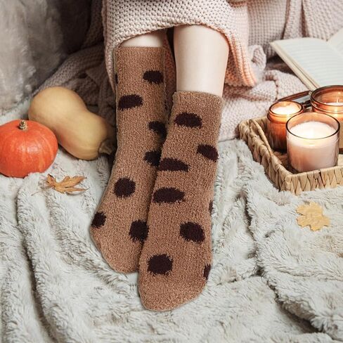 Foaincore Womens Fall Fall Dark Plush Socks Slipper Scleper Socks Fluffy Soft for Autumn Halloween Shotgiving Winter Home Indoor in Kuwait