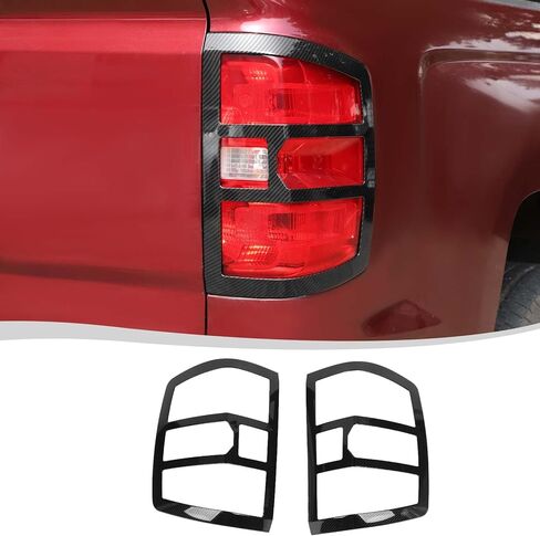 Voodonala لـ Chevy Silverado 2014-2018 غطاء مصباح الذيل الخلفي متوافق مع شيفروليه سيلفرادو 2014-2018 (2pcs/set ، ألياف الكربون الأسود) in Saudi Arabia