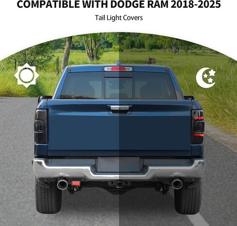 يغطي ضوء الذيل Jecar ملحقات مصباح خلفي مدخن من الخليط الخفيف ملحقات خارجية متوافقة مع Dodge Ram 2018-2024 ضوء الفرامل المحدد ، الأسود المدخن in Saudi Arabia