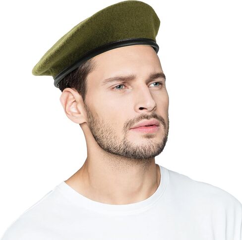Wool Army Military Beret Hats for Men Women,British Army Style Berets, Fashionable and Vintage,Cap with Adjustable Strap. in Kuwait