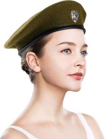 Wool Army Military Beret Hats for Men Women,British Army Style Berets, Fashionable and Vintage,Cap with Adjustable Strap. in Kuwait
