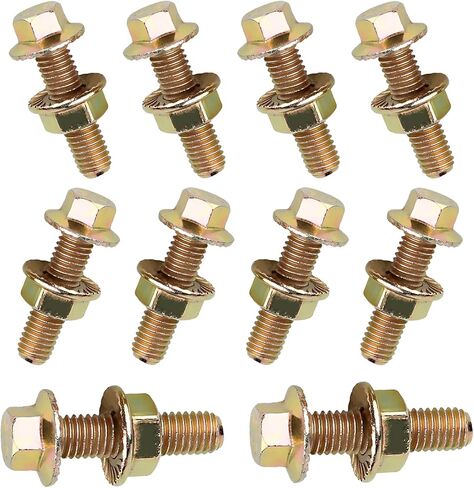 Downhill 10 PCS Car Flange Manifold Bolts Kit, M8 Flange Bolts, High Carbon Steel Rust-Proof Hex Nut Screws, Flange Manifold Bolt-on Kit Replacement, for Most Cars, Trucks, SUVs (Gold) in Kuwait