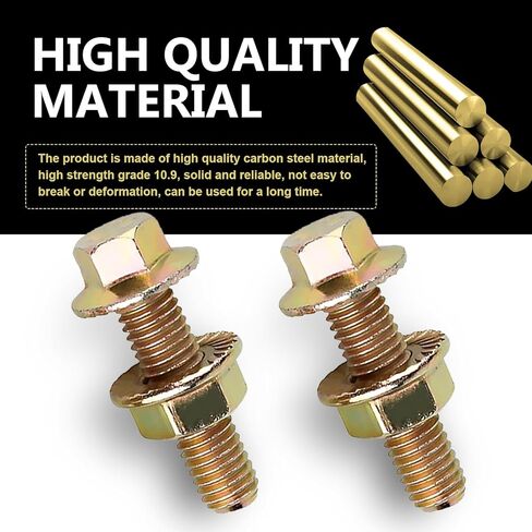 Downhill 10 PCS Car Flange Manifold Bolts Kit, M8 Flange Bolts, High Carbon Steel Rust-Proof Hex Nut Screws, Flange Manifold Bolt-on Kit Replacement, for Most Cars, Trucks, SUVs (Gold) in Kuwait