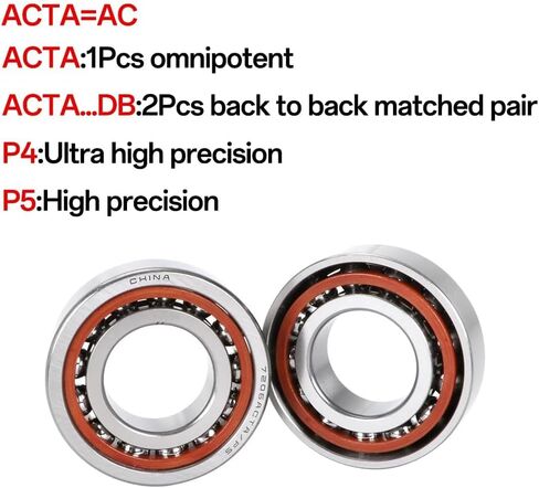 Machine Tool Spindles Angular Contact Ball Bearings 7000 7001 7002 7003 7004 7005 7006 7007 7008 7009 AC B BW BM C/ P4 P5(7008 40x68x15,P4DB-A Pair) in Saudi Arabia