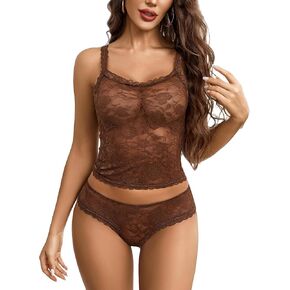 Avidlove Sexy Pajama Set for Women Floral Lace Lingerie Set Sheer Sleepwear See Through Lace Shorts PJ Set in Saudi Arabia