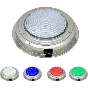ضوء قبة للقوارب البحرية، مصابيح داخلية للقارب LED مزدوجة اللون 7 بوصة 12 فولت مع مفتاح تبديل، ضوء كابينة القارب LED مع حامل سطح من الفولاذ المقاوم للصدأ (أبيض|أحمر) in Kuwait