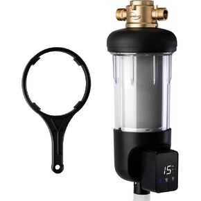 iSpring WSP100ARJ-BP, NSF Certified, Whole House Spin-Down Sediment Water Filter with Bypass, Clear Housing, Jumbo Size, Flushable and Reusable, Touch-Screen Auto Flushing, 4 Modes, 100 Microns in Kuwait